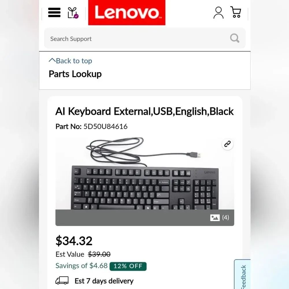 Lenovo Black USB Wired Keyboard and Mouse Set